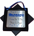 Grandad I / We Love You To The Moon And Back Hanging Acrylic Metal Plaque - Gift Boxed
